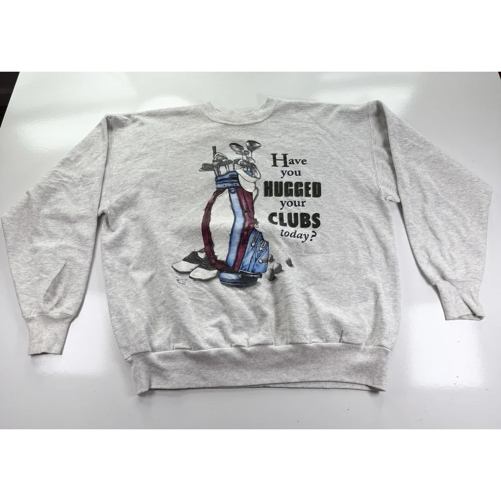 Vintage 90s Hanes Golf Crewneck Sweatshirt Made In USA - Men's XL Funny Apparel